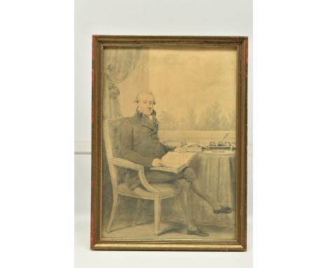 HENRY ELDRIDGE (1768-1821) AN EARLY 19TH CENTURY PORTRAIT OF A GENTLEMAN, the full length seated portrait depicts a gentleman