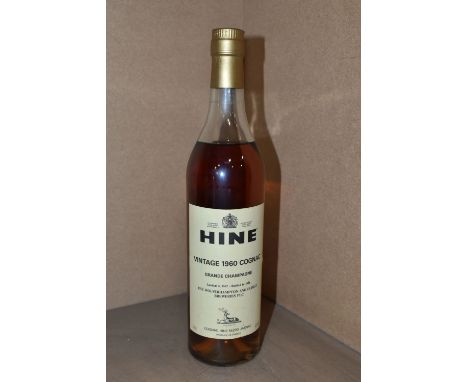 ONE BOTTLE OF HINE VINTAGE 1960 GRAND CHAMPAGNE COGNAC, landed 1962, bottled 1986, 40% vol. 70cl, fill level lower shoulder, 