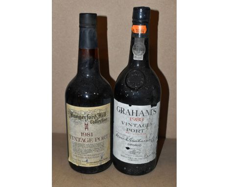 PORT, Two Bottles of Vintage Port comprising one bottle of Graham's 1983, bottled 1985 and one bottle of Hungerford Hill 1981