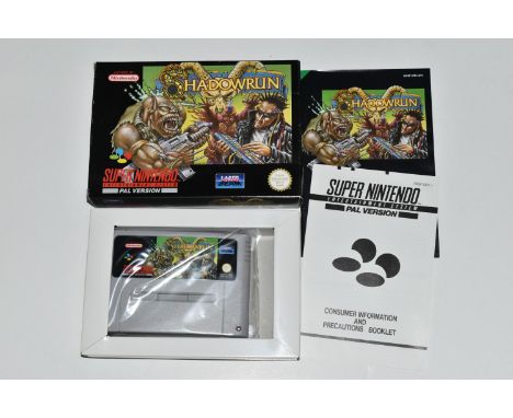 SHADOWRUN SNES COMPLETE IN BOX, box only has minor wear and tear, game and manual are included inside the box, game untested