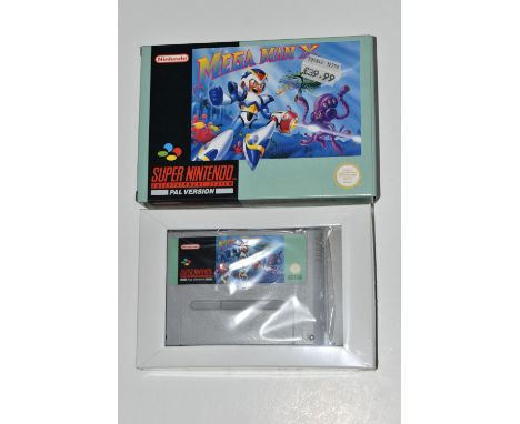 MEGA MAN X SNES COMPLETE IN BOX, box only contains minor wear and tear, game and manual are sealed inside the box, game untes