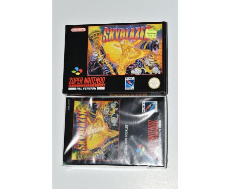 SKYBLAZER SNES COMPLETE IN BOX, box is wrapped in its original seal but that seal has been breached, box otherwise only has m