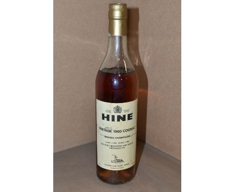 ONE BOTTLE OF HINE VINTAGE 1960 GRAND CHAMPAGNE COGNAC, landed 1962, bottled 1986, 40% vol. 70cl, fill level lower shoulder, 