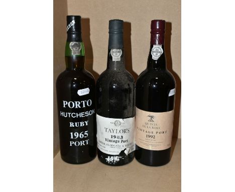 PORT, Two Bottles of Vintage Port and One Bottle of Ruby Port comprising one bottle of TAYLOR'S 1983, bottled in Oporto 1985 