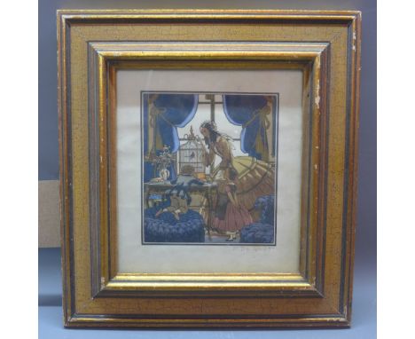 20th Century coloured print after Pierre Brissaud, signed in pencil lower right, 17.5cm x 15cm