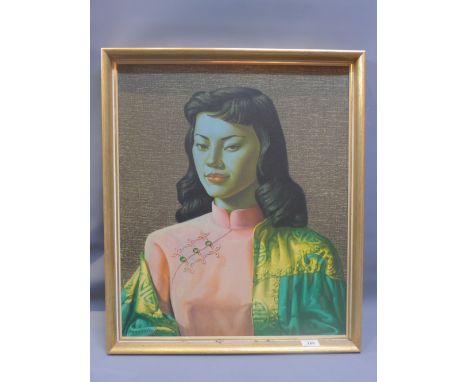 A mid Century Vladimir Tretchikoff print on board of 'Miss Wong' Chinese lady