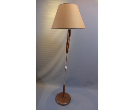 A 20th Century chrome and mahogany standard lamp