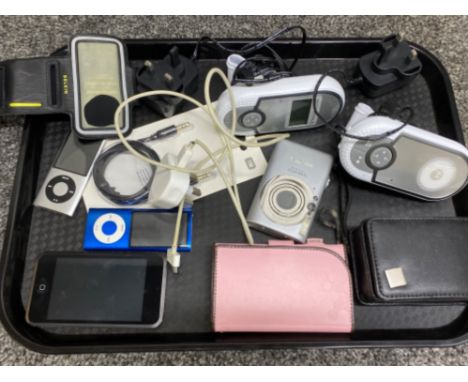 Tray lot comprising of 3x iPods, canon digital camera, Motorola baby monitor etc