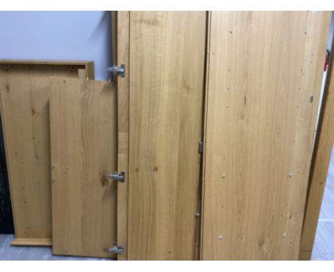 Light Oak triple door wardrobe with mirror centre &amp; matching double door wardrobe (currently flat packed)