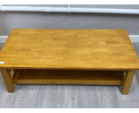 Light oak two tier coffee table - rectangular shaped