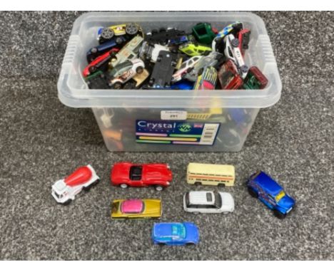 A collection of die cast cars and trucks by Matchbox Mattel etc