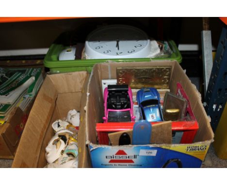 THREE BOXES OF SUNDRIES TO INCLUDE CERAMIC MASKS