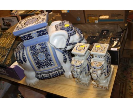 THREE CERAMIC ELEPHANTS