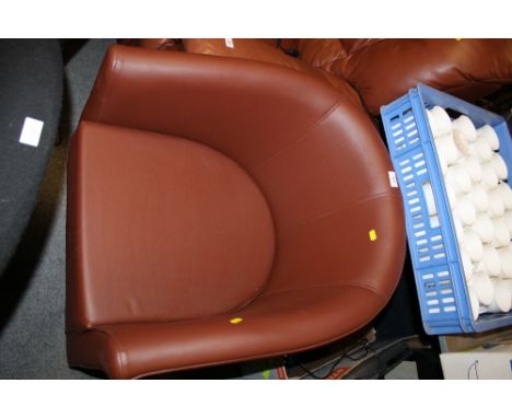A MODERN LIGHT BROWN TUB CHAIR