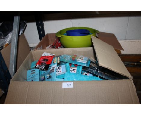 A BOX OF ROTARY CUTTERS & A BOX OF EARPHONE CLIPS