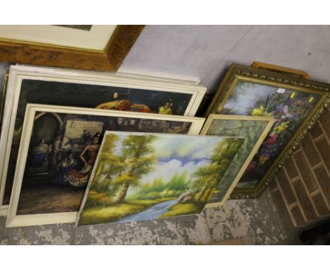 A QUANTITY OF PICTURES & PRINTS TO INC AN OIL ON CANVAS