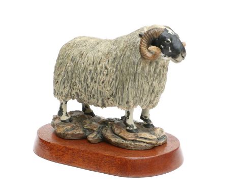 Border Fine Arts 'Blackfaced Tup' (Style One), model No. L15 by Mairi Laing Hunt, limited edition 24/750, on wood base, with 