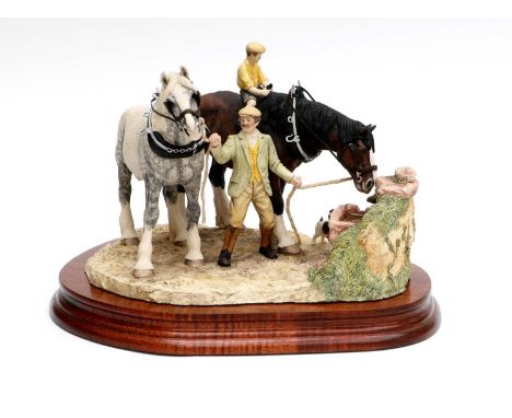 Border Fine Arts 'You Can Lead a Horse To Water' (Heavy Horses), model No. BFA202 by Anne Wall, limited edition 533/1500, on 