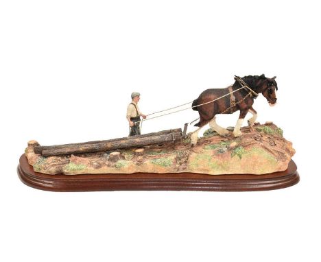 Border Fine Arts 'Logging', model No. B0700 by Ray Ayres, limited edition 218/1750, on wood base. No box or certificate, shri