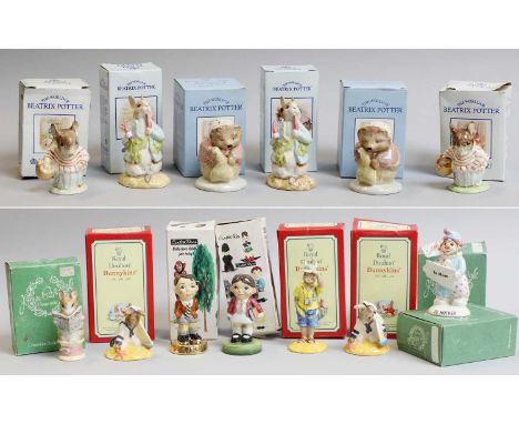 Royal Albert and Beswick Beatrix Potter, Royal Doulton Bunnykins, and Carltonware, fourteen figures with boxes (14)