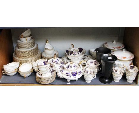 An Early 19th Century English Porcelain Teaset, in the Ridgway style; together with a Royal Crown Derby part dinner service, 