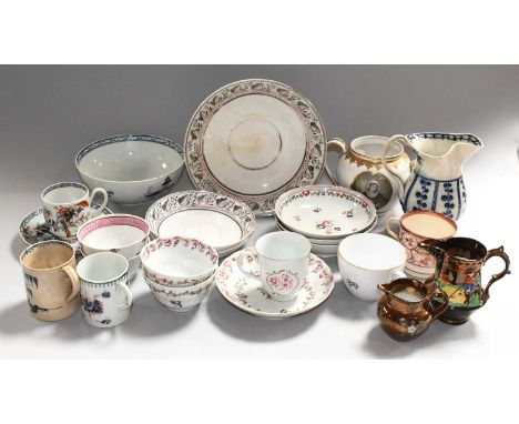 18th Century and Later British Ceramics, including a Derby teapot, with monochrome religious portraits, a Worcester coffee cu