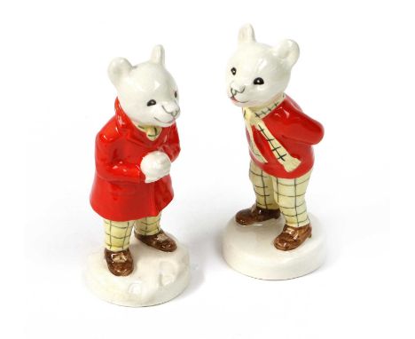 Beswick Rupert Bear, Style One, model No. 2694; together with Rupert Bear Snowballing, model No. 2779 (2)