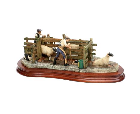 Border Fine Arts 'Twice Under' (Sheep Dipping), model No. B0217 by Ray Ayres, limited edition 68/1750, on wood base, with box