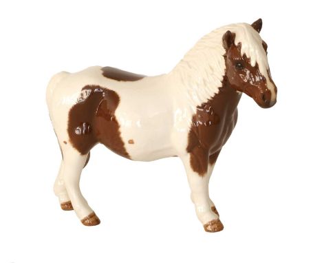 Beswick Shetland Pony "Hollydell Dixie", model No. H185, Beswick Collector's Club, limited edition 1995, skewbald gloss, with