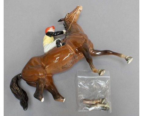 Beswick Racehorse and Jockey, model No. 1037, brown gloss (a.f)