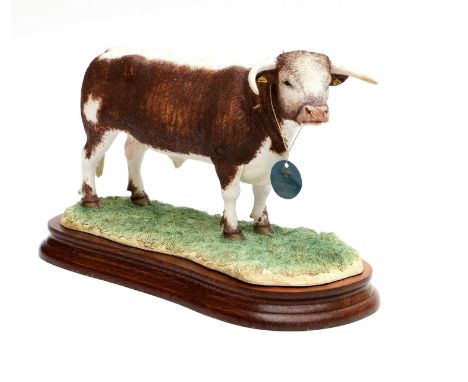 Border Fine Arts 'Longhorn Bull', model No. B1138 by Ray Ayres, limited edition 150/500, on wood base, with box and certifica