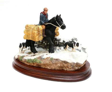 Border Fine Arts 'Carrying Burdens' (Pony, Rider and Border Collie), model No. B0892 by Hans Kendrick, limited edition 249/95
