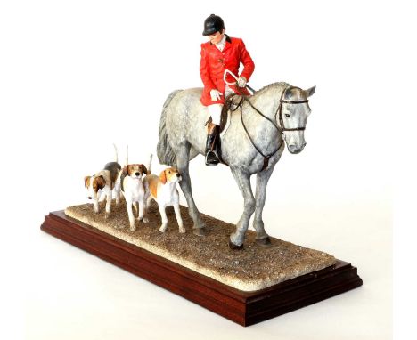 Border Fine Arts 'Hounds Away' (Huntsman, Horse and Hounds), model No. B1070A by Anne Wall, limited edition 528/950, on wood 