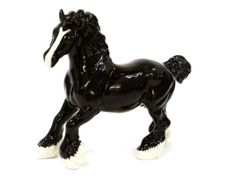 Beswick Cantering Shire, model No. 975, BCC96, limited of 735, black gloss, with box