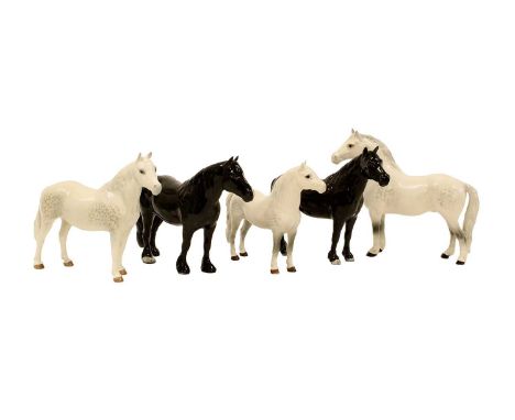 Beswick Mountain and Moorland Ponies Comprising: Fell Pony "Dene Dauntless", model No. 1647 and Dales Pony "Maisie", model No