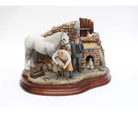 Border Fine Arts 'Finishing Off' (Horse and Blacksmith), model No. B0947 by Hans Kendrick, limited edition 167/500, on wood b