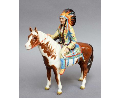 Beswick Mounted Indian, model No. 1391, skewbald glossModel in overall good condition; no obvious faults, damage or crazing.