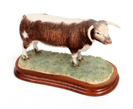 Border Fine Arts 'Longhorn Bull', model No. B1138 by Ray Ayre, limited edition 75/500, on wood base, with box and certificate
