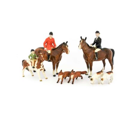 Beswick Hunting Group Comprising: Huntswoman, Style Two - Standing, model No.1730; Huntsman, Style Two - Standing, model No. 