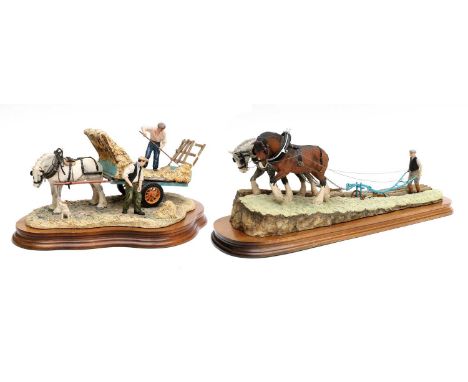 Border Fine Arts 'Stout Hearts' (Ploughing Scene), model No. JH34 by Ray Ayres; together with 'The Haywain' (Haymaking), mode
