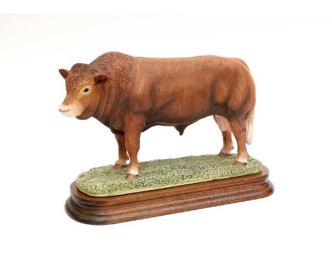  Border Fine Arts 'Limousin Bull' (Style One), model No. L32 by Anne Wall, limited edition 837/1500, on wood base, with box a