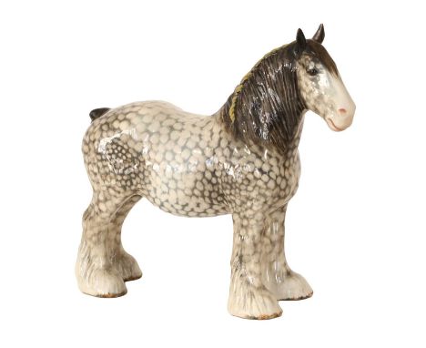 Beswick Shire Mare, model No. 818, rocking horse grey gloss (a.f)Heavy crazing throughout and a misshapen ear - please see ex