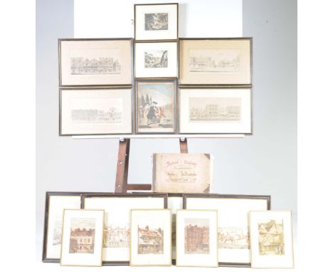 A collection of coloured engravings and printsSporting interest, a 19th century coloured engraving "The Prodigal Son", a 19th