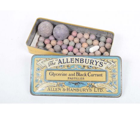 A collection of antique pottery marblesTo include a pair of large marbles, approximately 3½cm diameter and a collection of sm