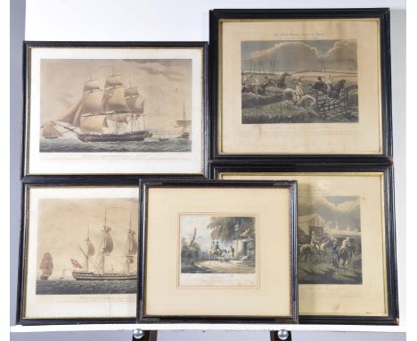 A pair of 19th Century coloured engravings after R DoddPortrait of an East Indiaman sailing from Madras, the second engraving