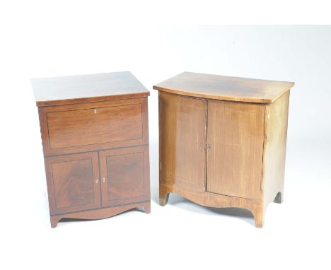 A Georgian mahogany commode chestLater converted with a hinged top and a hinged front with a single enclosed shelf, along wit