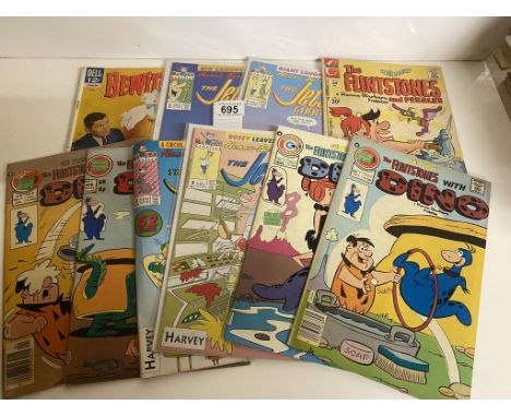 A collection of vintage comics including Bewitched and The Flintstones