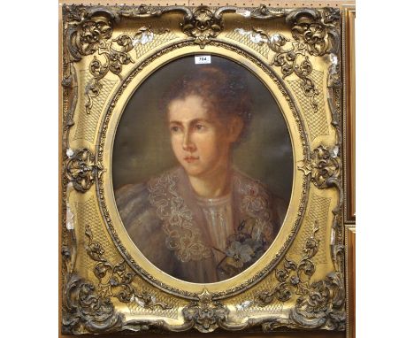 CONTINENTAL SCHOOL portrait of a young lady, oil on canvas, 50 x 40 cm, pair of portrait heads, oil on canvas, 46 x 35 cm and
