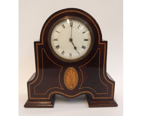 An Edwardian inlaid mantle clock  Condition Report: 