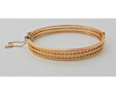 A 9ct gold bangle with wire work detail, weight approx 9.6gms  Condition Report: 